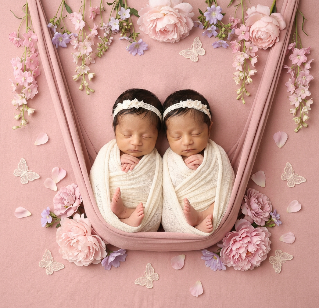 Twin newborns dream decor shoot