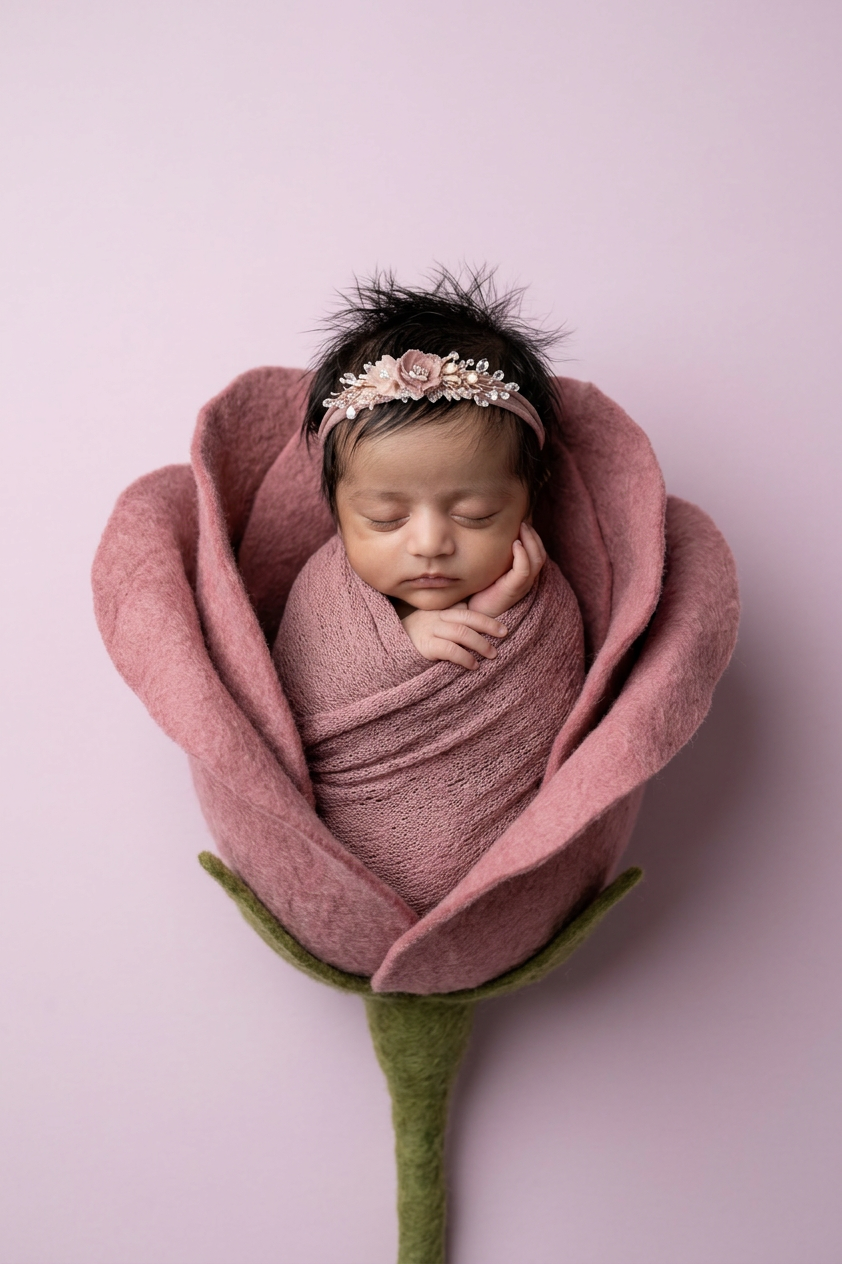 Newborn in flower prop