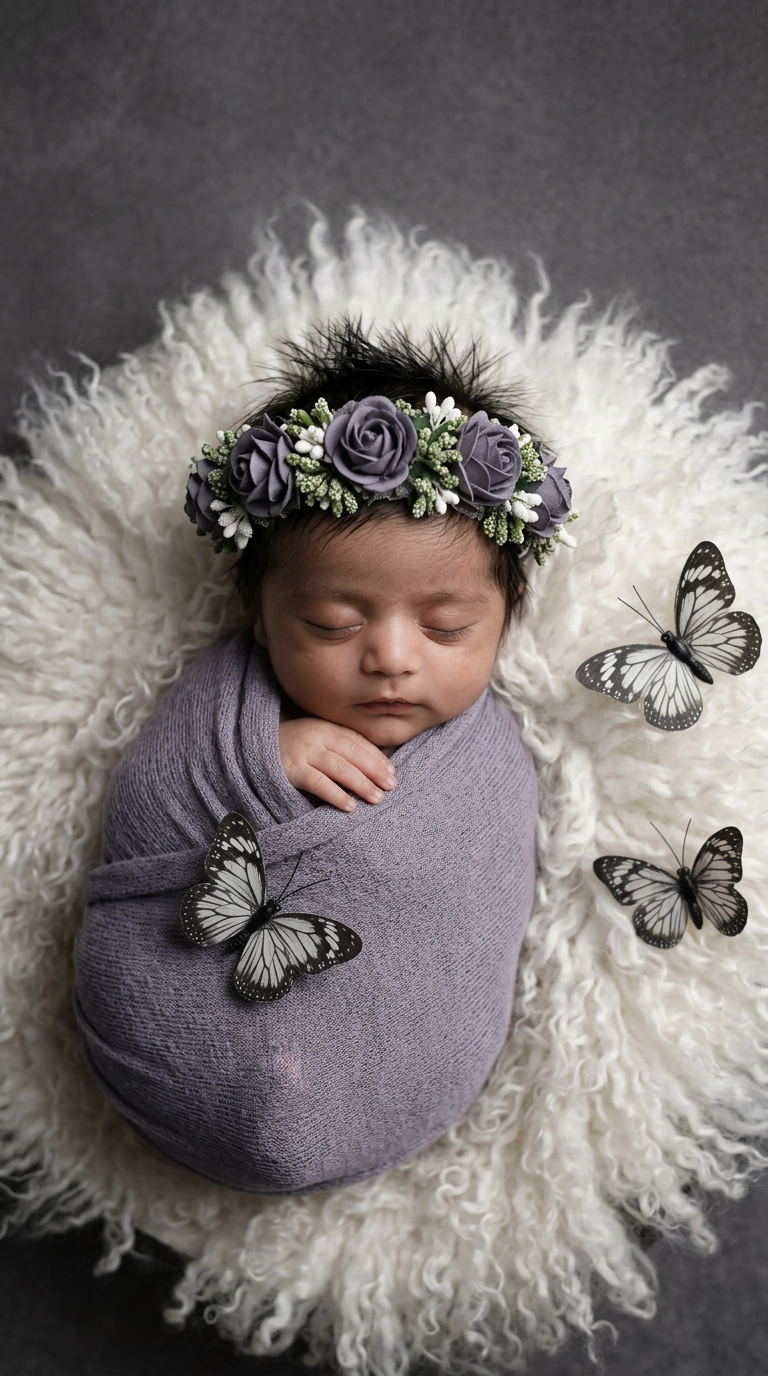 Purple butterfly wrap newborn