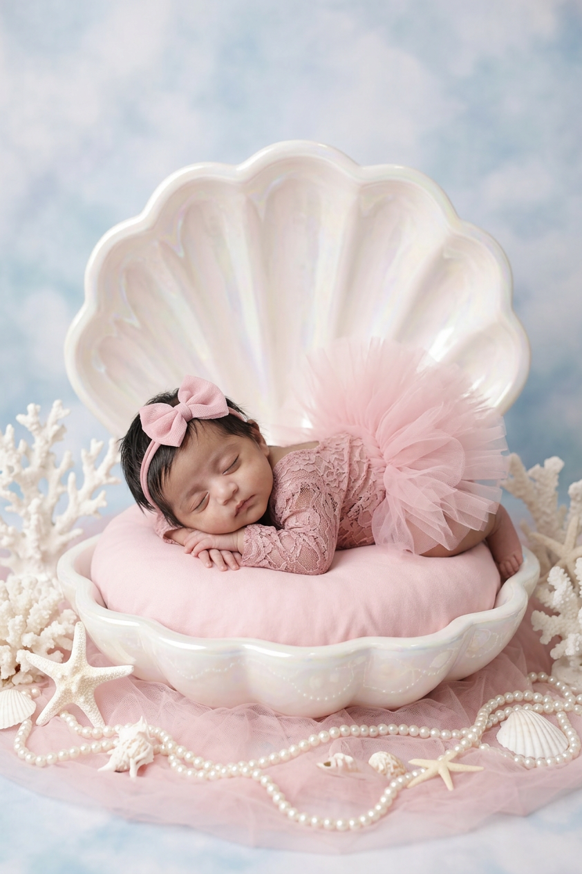 Mermaid shell themed newborn